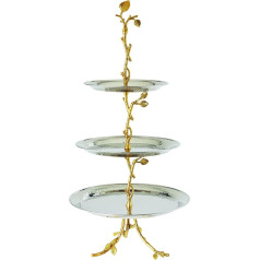 Elegance 70033 Golden Vine Hammered 3 Tier Server, Gold