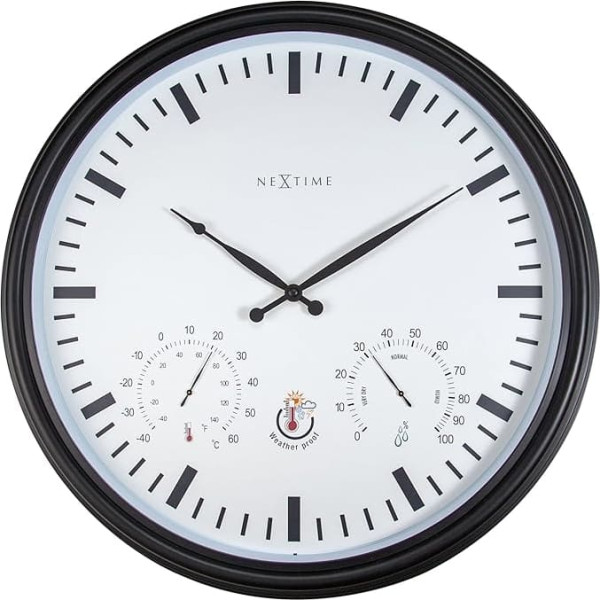 NeXtime 4306ZW Wall Clock, Plastic, Black, 50.8 cm