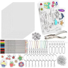 VEGCOO 188 Pcs Heat Insulation Plastic Foil Set Key Chain Pencil Bead Chain Hole Punch Clasp DIY Craft