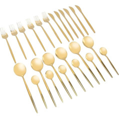 24 Piece Gold Silver Cutlery Set, Gold Flatware, Premium Stainless Steel Flatware, Durable Cutlery Set for Home, Kitchen, Party, Wedding, Dinner