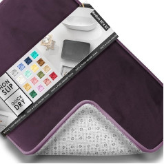 Clara Clark Bathroom Rugs Velvet Memory Foam Bath Mat Non-Slip Machine Washable Bath Rugs - Dries Fast Ultra Soft Plush Bath Mats for Bathroom 20x32 Dark Purple