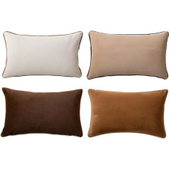 Joyouth Decorative Throw Cushion Covers Set of 4, Soft Double-Sided Velvet Modern Cushion Cover for Home Sofa Bedroom Decor, 30 x 50 cm, Brown/Beige