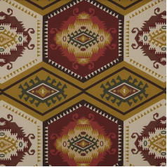 Kt KILOtela - Linen Fabric Digital Print Half Panama 100% Organic Cotton Oeko-Tex Standard 100 Length 100 cm Width 280 cm Geometric Milana Mustard Garnet 1 Metre