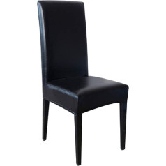 KIRALOVE Stretch Faux Leather Chair Cover with Backrest - Protection - Waterproof - Home - Cover - Washable - Kitchen Elastic - Black - Dining Room - 1 Piece Original Gift Idea - Furniture