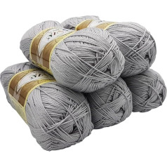 5 x 100 g Ilkadim Export Diva Knitting Yarn Plain 500 g Mercerised Knitting Wool Microfibre Acrylic (Grey 168)