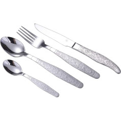 LAGUIOLE - 24 pieces engraved metal housewife - Venetian style - polished and satin stainless steel - baroque chic style - cutlery for lunch or dinner
