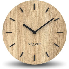 Cander Berlin MNU 2730 A Wooden Wall Clock Silent 30 cm Modern Oak Veneer No Ticking Kitchen Living Room Analogue Vintage