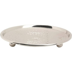 NKlaus 10621 Candle Plate Diameter 12 cm Inside Nickel-Plated Brass Shiny Candle Coaster with Feet