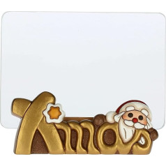 THUN - Christmas 2022 - Christmas Photo Frame with Santa Claus Made of Ceramic Hand Decorated 2022 - Ceramic, Glass, Pine Wood Insert - Photo Space 10 x 15 cm H