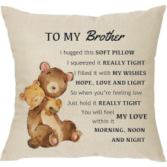 To My Brother Funny Brother Pillow Case Cushion Cover for Men Boys Teens Birthday Christmas Brother Gift Sister Big Little Brother 18