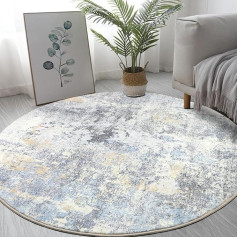 Caplslpad Abstract Rug Round Diameter 135 cm Modern Non-Slip Rugs Living Room Round High Pile Washable Round Rugs Short Pile Soft Round Rug Colourful for Living Room Bedroom Study Office Decor