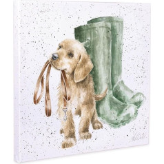 Wrendale Designs Leinwandbild, Motiv Golden Labrador, quadratisch, 20 cm