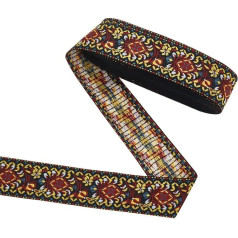 FINGERINSPIRE 9.1 m Vintage Jacquard Ribbon 45 mm Wide Dark Red Jacquard Flower Ribbon in Ethnic Style Embroidered Ribbon Fabric Trim Ribbon for Homemade Clothing Accessories Embellishments