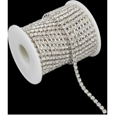 NICENEEDED 9,1 m glitzernde Strass-Borten zum Aufnähen, Glitzer-Nähapplikationsstreifen, glitzernde Nähverzierungen, Ketten für Bastelarbeiten, Kleider, Hochzeit, Brautkostüm, Schmuck, Dekor