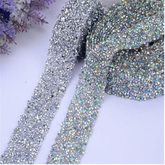 Panchitalk Rhinestone Pearl Applique Iron On DIY Wedding Bridal Dress Embellishment Sewing Decor 3cm Width (White)