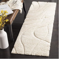 Safavieh Florida Shag Collection SG471 Abstract Waves Lint Free Living Room Bedroom Dining Room Entrance Hallway Plush 3cm Thick Cream