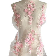 Lace AppliqueWedding Dress Dress,1 Piece Purple,Pink,Yellow,Blue Lace Floral Stickers 3D Flowers Wedding Dress Patches Lace Fabric for Hairband Scrapbooking (Color : Red)