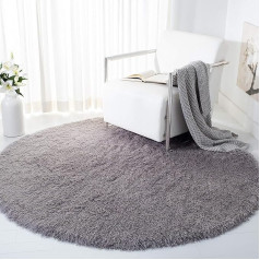Safavieh Venice Shag Collection SG256S Handmade Round Rug, 3-Inch, Silver