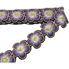 Dekorative Aufnäher, Aufnäh-Applikationsaufnäher, 5 Yards 5 cm bestickte Spitzenbesatz-Blumenapplikation for Nähen von Kleidungszubehör (Farbe: Grün) (Farbe: Grün) (Farbe: Grün) (Color : Purple)