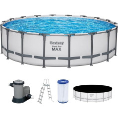 Bestway Steel Pro MAX Frame Pool Complete Set with Filter Pump Diameter 549 x 132 cm Light Grey Round