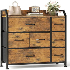 CAIYUN Chest of Drawers with 7 Drawers, Hallway Cabinet, Dressers & Sideboards, Vintage Storage Cabinet for Bedroom, Closet Drawer Cabinet Made of Fabric & Wood Top, Living Room Furniture - Rustic