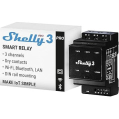 Shelly Pro 3 | WiFi, LAN & Bluetooth 3-Channel 3-Phase Smart Relay Switch for DIN Rail - 48A | Alexa & Google Home | iOS Android App | Light Control | Remote Control Motorised Valve