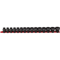 'KS Tools Plastic 515.0055 1/2 Drive Hex Impact Socket Set, Extra Short, 15-Piece Set