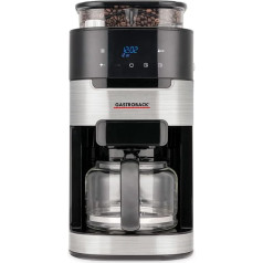 Gastroback Grind & Brew Pro 42711 Coffee Machine, Filter Coffee Machine with Integrated Grinder, Cone Grinder with 8 Grinding Levels, Soft Touch LCD Display, Plastic
