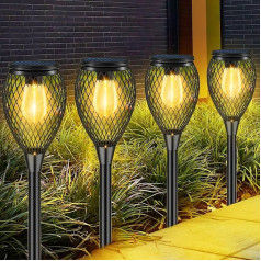 Solar Lights for Outdoor Garden, Pack of 4 Solar Lights for Outdoors, IP65 Waterproof Solar for the Garden, Warm White Solar Light for Gardens, Lawns, Walkways (Auto On/Off)