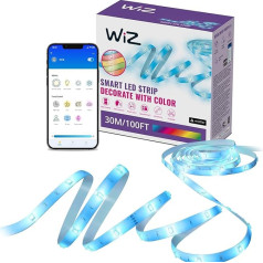 WiZ RGB LED Lightstrip - 30 m, Customizable, 16 Million Colours + White Tones, Preset Light Modes, Connects to Your WiFi, Voice/App Control, Works with Google Home, Alexa and HomeKit