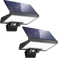 JESLED Solar Lights for Outdoor Use with Motion Sensor, Pack of 2, 108 LEDs, Rotatable Solar Outdoor Light, 4 Modes Solar Lights for Outdoors, IP65 Waterproof Security Wall Light for Garden, Garage