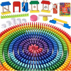 Atoylink Pack of 1000 Wooden Dominoes Colourful Dominoes Set with Additional Blocks Instructions Storage Bag Wooden Toy Classic Racing Games Building Blocks Educational Toy Gift for Children