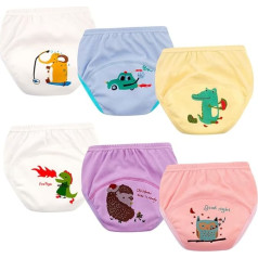 AOOPOO Pack of 6 Baby Training Potty Underwear 6-Layer Children's Training Underwear 100% Cotton Washable Reusable Toddler Nappy Pants Toilet Training Underwear 3-48 Months