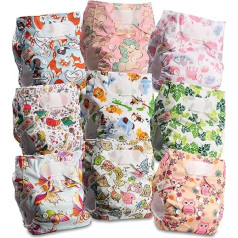 Littles and Bloomz Reusable Cloth Nappy Cloth Diaper, Standard Hook-Loop, 9 Nappies, FLV2-0908