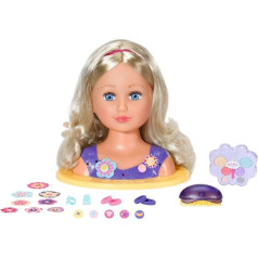 BABY born Zapf Creation 835234 Sister Styling Head Make-Up Head with High-Quality Long Blonde Hair, Hair Ties, Clips, Brush, Hairband, Makeup for Doll and Children's Skin