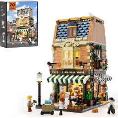 Funwhole Buchcafé Illuminated Building Kit Set - City Coffee House LED Light Modular Construction Model Sets 1718 Pieces for Adults and Teenagers