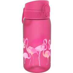 Ion8 Children's Water Bottle, 350 ml, Leak-Proof, One-Handed Opening, Secure Locking, Dishwasher Safe, BPA-Free, Carry Handle, Flip Lid, Easy to Clean, Climate Neutral, Flamingo Design