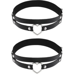 alisikee 2 x Adjustable Heart Leg Garters Elastic Thigh Garters for Women