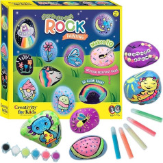 Creativity for Kids Glow In The Dark Rock Painting Kit - Paint 10 Rocks with Water Resistant Glow Paint - Crafts for Kids