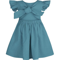 AGQT Baby Girls Toddler Summer Dress Cotton Ruffle Sleeveless Beach Dress Size 1-6 Years