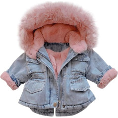 Alueeu Jacket Children's Girls Denim Jacket Baby Parka Coat Jacket Hooded Jacket Transition Jacket Down Jacket Mantal Baby Jacket Quilted Jacket Plush Jacket Fleece Jacket Pink