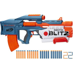 Hasbro Nerf Elite 2.0 Motoblitz Blaster, Motorised 10-Dart Launch, 6-Dart Airblitz Action, Clip Magazine, 22 Darts, Multi, One Size