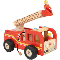 small foot 8509 Wooden Fire Engine Ladder Trolley with Swivel Ladder and 2 Fireman Figures, from 3 Years