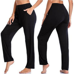 MLLM 4 Way Stretch Workout Tights, Modal Sports Fitness Trousers, Loose Casual Yoga Pants, Black_S, Large Sizes Stretch Trousers for Workout