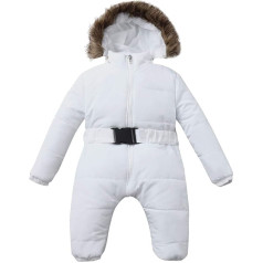 Kobilee Newborn Set Girls Winter Autumn Fleece Walkoverall Snowsuit Warm 6-9 Months with Feet Walkoverall Winter Overall with Ears Hood Zip Snowsuit