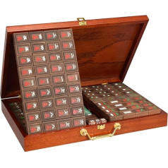 LNNW Chinese Chess 144 Pieces Travel Mahjong Gift Box Dice Movable Digital Sculpture Horn Wood Sandalwood Multiplayer Entertainment Family Leisure Collecting Board Game