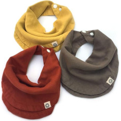 Kishu Baby Infinity Scarf Bib - Premium Organic Drool Bib with Poppers (Rust, Mustard, Olive)