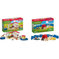 SCHLEICH Farm World 42607 Farm Baby Animal Hotel with Animal Keeper & Farm World 42480 13-Piece Puppy House Farm Play Set