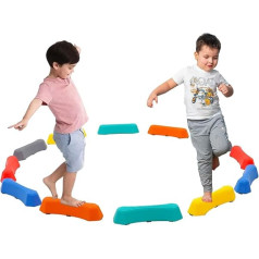 Kids Balance Beams Stepping Stones with Non-Slip Textured Surface and Floor Mats 12 Pack Stackable Indoor Outdoor Obstacle Course for Toddlers