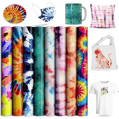 Tie Dye Transfer Sheets Sublimation Transfer Paper for T-Shirts Blank 8pcs/set 12x12 inch